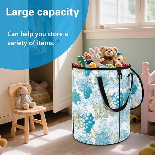 BIGCARJOB Leaves Grape Foldable Trash Can Outside Waste Basket Bin Water Resistant Garbage Bag 22.83x17.71 Recycling Bin Trash Can with Lid and Clip(23 Gallons)