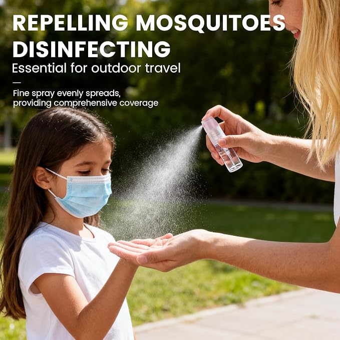 4 Pack Refillable Spray Bottle, Reversible Small Empty Spray Bottle with Fine Mist, Leak Proof - for Cleaning Solutions, Mosquito prevention, Face & Hair Mist - 4pk 0.68 OZ / 20 ML