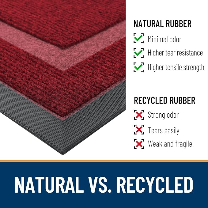 OLANLY Front Door Mat Outside 71x23, All-Season Heavy-Duty Rubber Doormat | Wine Red, Absorbent, Stain and Fade Resistant, Waterproof Non-Slip Backing, Low-Profile Indoor Outdoor Floor Mat for Entryway