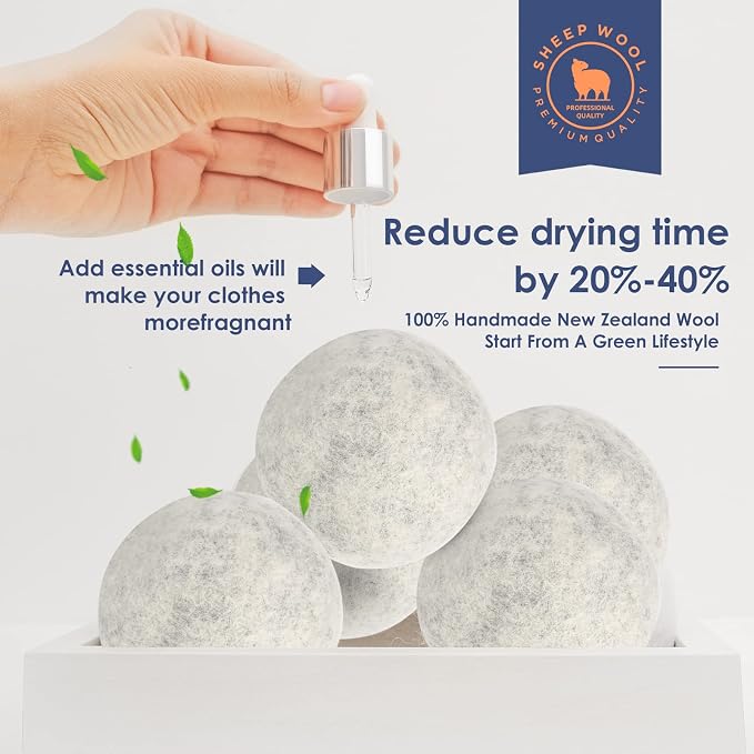 Wool Dryer Balls Handmade 3 Pack XL, Laundry Dryer Balls,100% New Zealand Wool Natural Fabric Softener,Reusable 1000 Loads,Wrinkles Free, Shorten Drying Time,Baby Safe (3 Pack XL,Gray) | Handmade,Reusable,Long-term Use,Fragrance free