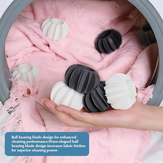 6Pcs Reusable Laundry Balls, TPR Anti-Tangle Washer Dryer Cleaning | TPR material, boosts detergent penetration, reusable design for clothes, towels, sheets washing cycles