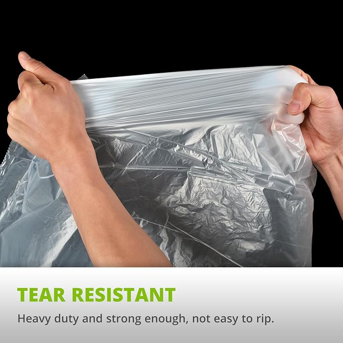 15 Gallon Drawstring Trash Bags, 108 Count, Clear, Unscented | Ultra Thick, Strong Plastic, 3 Rolls, Extra Wide, Garbage Bags for Tall Kitchen Office Lawn Yard