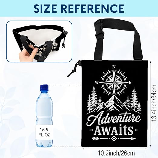 Mountain Adventure Car Trash Bag Hanging for Back Seat | Camping Hiking Lover Gifts Canvas Drawstring Car Garbage Bag with Adjustable Buckle Vehicle Trash Can
