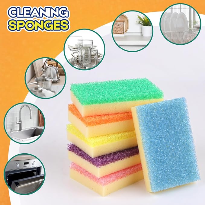 LAUNDRYLUX Scrub Sponge, Dual-Sided Temperature-Responsive Scrubber | Non-Scratch - Multipurpose Dish Sponges for Kitchens, Bathrooms, and Outdoor Use - 12 Pack