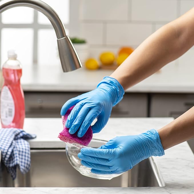 Comfy Package Synthetic Vinyl Blend Disposable Plastic Gloves Non-Sterile, Powder & Latex Free