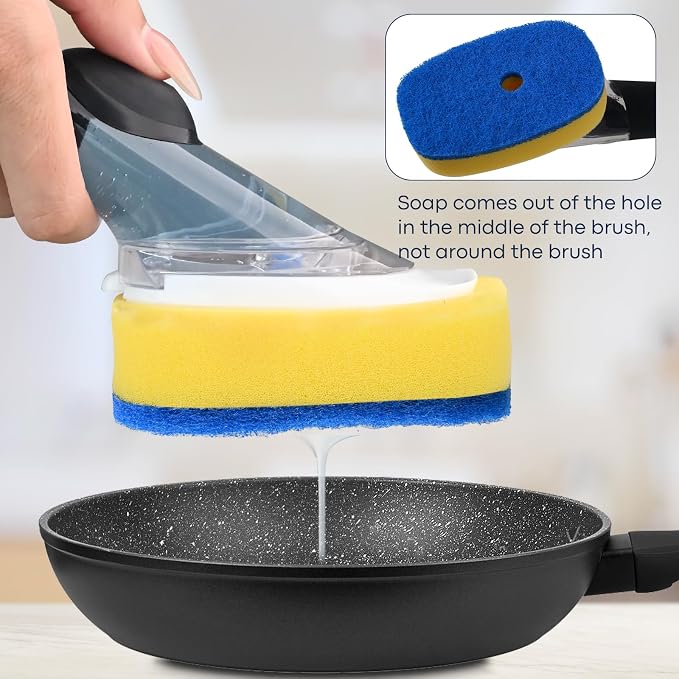 Sponge Brush Refills for OXO Soap Dispensing Dish Brush 8 Pack Refill Heads | Scrub Replacement Head for Scrubber Non-Scratch Sponge Replacement Head Fits Soap Dispensing Handle for Pots Pans Sink