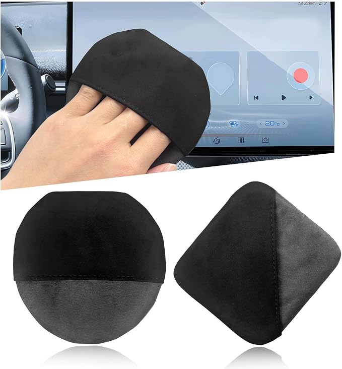 Ohleats 2PCS Car Screen Cleaner, Microfiber Cleaning Pad, Square+Round | Lint-Free & Scratch-Safe, Glove-Style Wear, Wet/Dry Dual-Use, Foldable Portable, For Car/Phone/Tablet/Laptop/TV