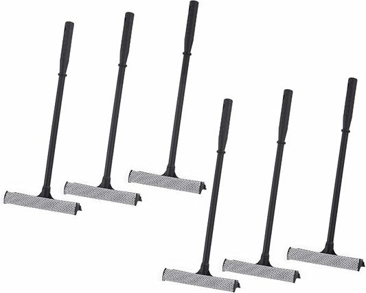 Matthew Cleaning All Purpose Window Squeegee Window Cleaner Tool,Car Squeegee Windshield Cleaning Sponge and Rubber Squeegee,2-in-1 Window Cleaner Sponge(8'') and Soft Rubber with Pole 20’’(6Pack)