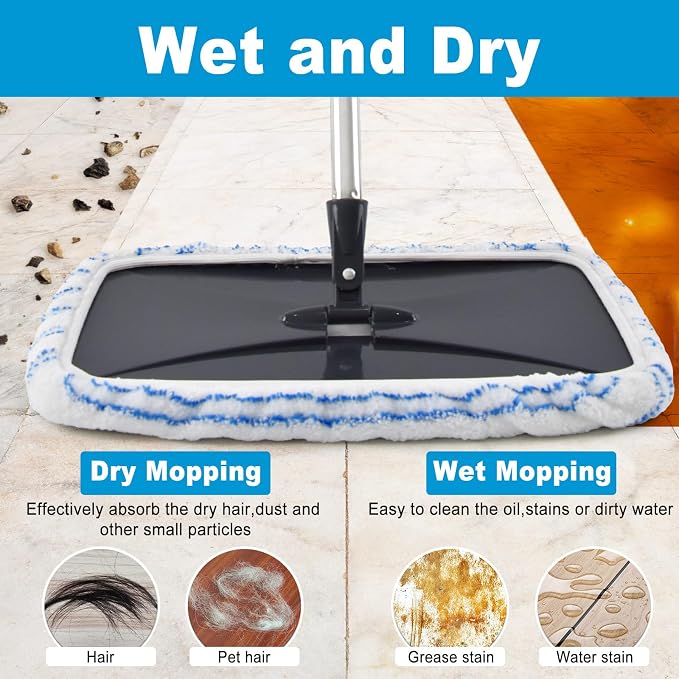 5 Pack Mop Heads Replacements for Ocedar Hardwood Floor 'N More Microfiber Mops,Terry Cloth Mops Refills 15 x 8 Flat Dust Mop Pads for O Cedar mop,Washable&Reusable Mopping Pads (Handle Not Included)