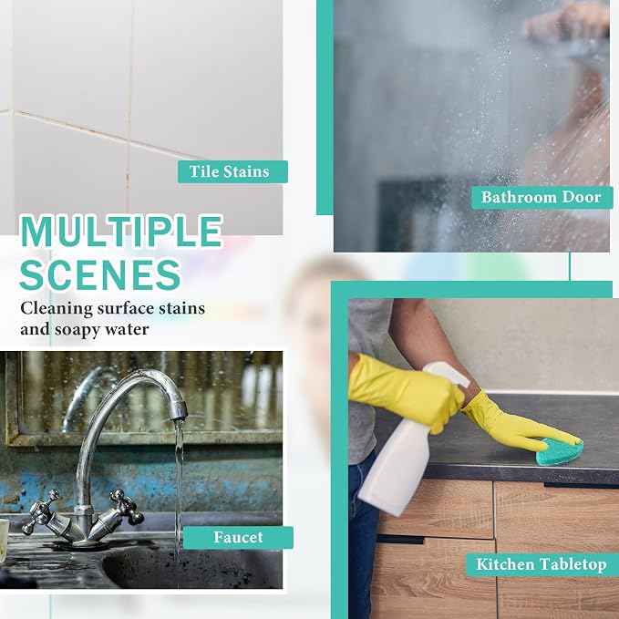 Baderke 4 Pcs Tub Tile Scrubber Cleaning Brush Pad (Without Handle), Green | for Shower Bathroom Buildup Toilet Wall Floor, Brush Non-scratch Scouring Pads, Kitchen Sponges for Cleaning Home