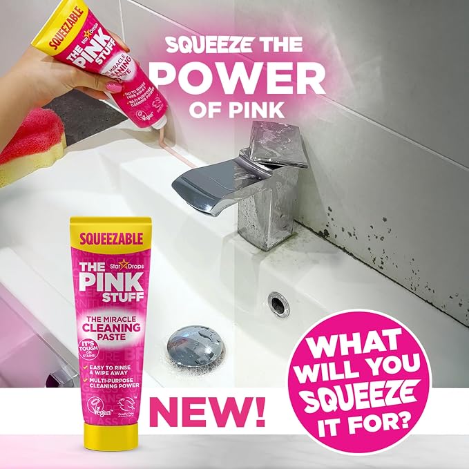 Stardrops The Pink Stuff Miracle Squeezable Cleaning Paste, 10.6 Oz | Easy to Rinse Multi Purpose Cleaning Power for Kitchen Bathroom Cooktops Tiles Sinks Showers and More