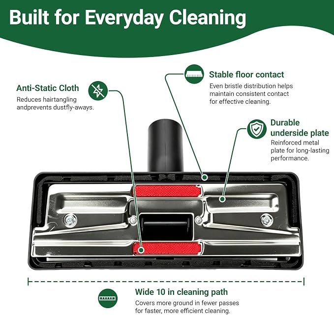 EZ SPARES 1-1/4" Vacuum Brush for Hardwood & Carpet | Universal 2-in-1 flip head. Fits Hoover, Eureka, Rainbow, Shop Vac, Bissell, Kenmore & most brands via included adapter.