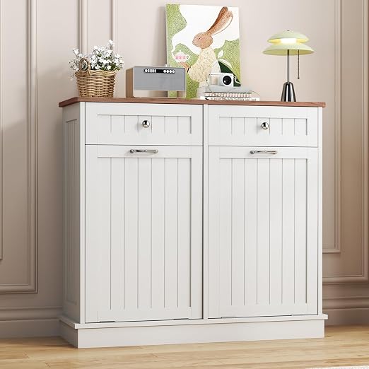 LOUVIXA Trash Can Storage Cabinet, Hidden Trash Can Holder