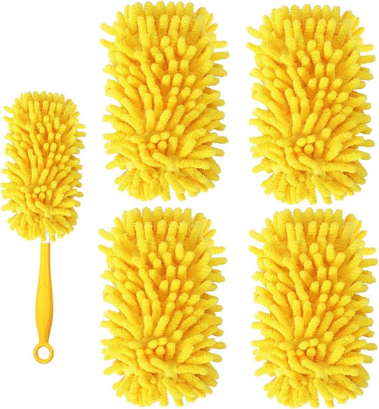 Reusable Chenille Duster Refill Compatible with Swiffer Duster | 360 Heavy Duty Dusters Refills - Washable Microfiber Ceiling Fan Duster for Swiffer Dusters, 4 Pack(Handle is Not Included)