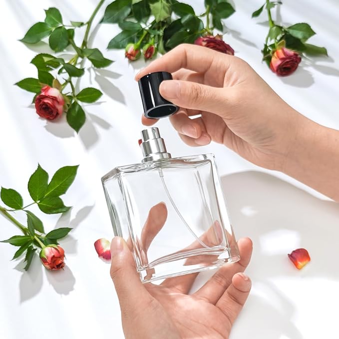 100ml/3.4Oz Glass Spray Perfume Bottle Empty Cologne Atomizer | Refillable Perfume Spray Bottle Container with 3 Kinds of Dispenser