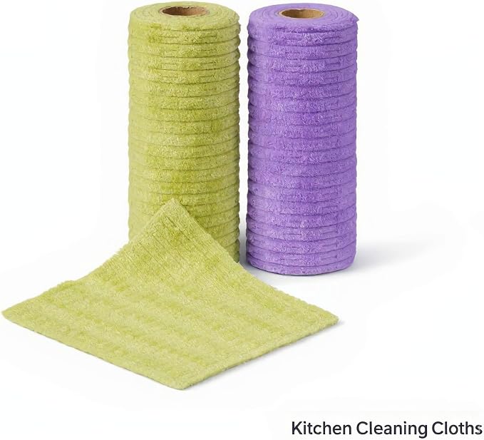 20PCS Cleaning Cloth, Reusable Wet & Dry Use Lint-Free Cleaning Rags 10"*10"(Purple)