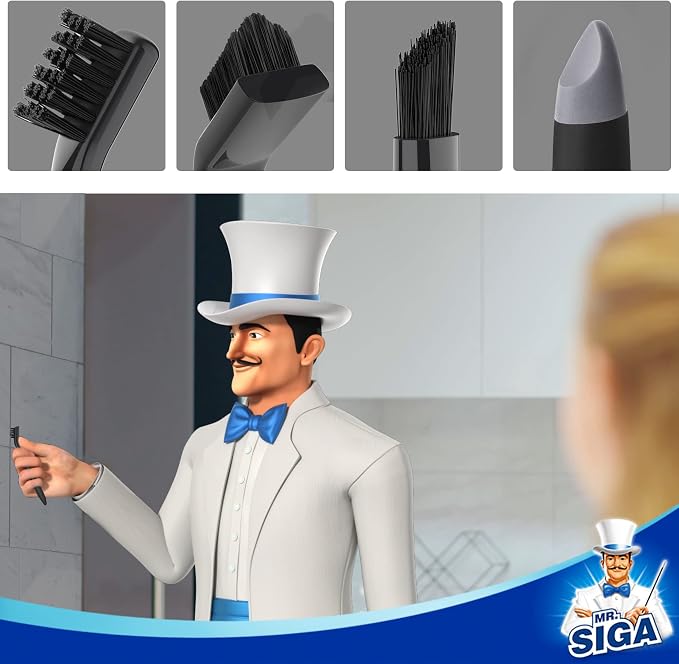 MR.SIGA Grout Cleaner Brush Set - Detail Cleaning Brush Set for Tile, Sink | Grout scub brush, small grout cleaning brush for crevice