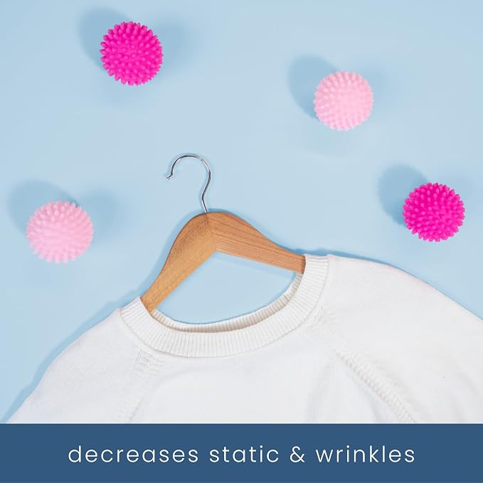 S&T INC. Reusable Plastic Dryer Balls, 4 Pack, 2.5" Diameter, Pink | Dryer Balls, Fabric Softener for Laundry, Reusable, Cut Down Dry Time, Replaces Dryer Sheets