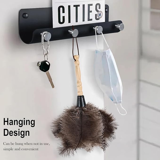 Ostrich Feather Duster 14" Natural Handheld Reusable Feathers Dusters with Wooden Handle for Cleaning Supplies Home Car Office(6PCS)