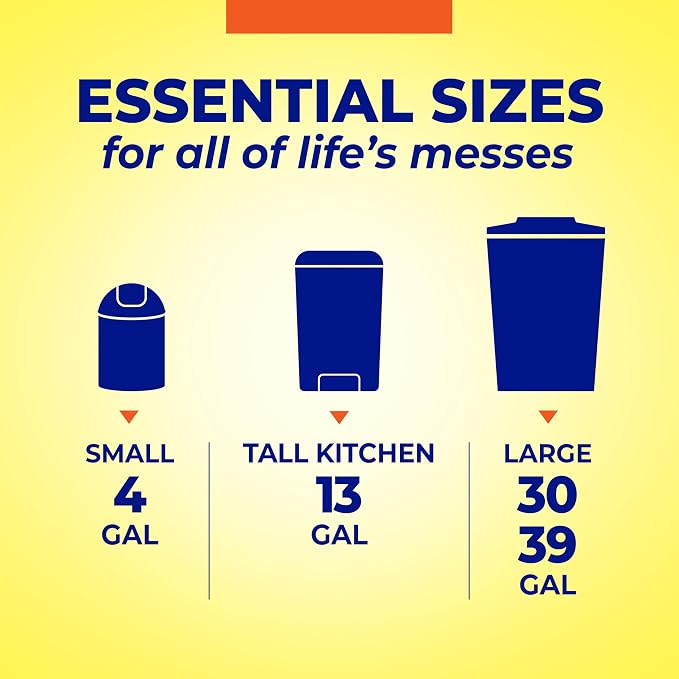 Hefty Essentials 13 Gallon Kitchen Trash Bags, 120 Count, Fresh Linen Scent | Tall Trash Bags for Kitchens, Home Offices, or Laundry Rooms, Drawstring Closure, Easy to Tie, Lift, and Carry, White