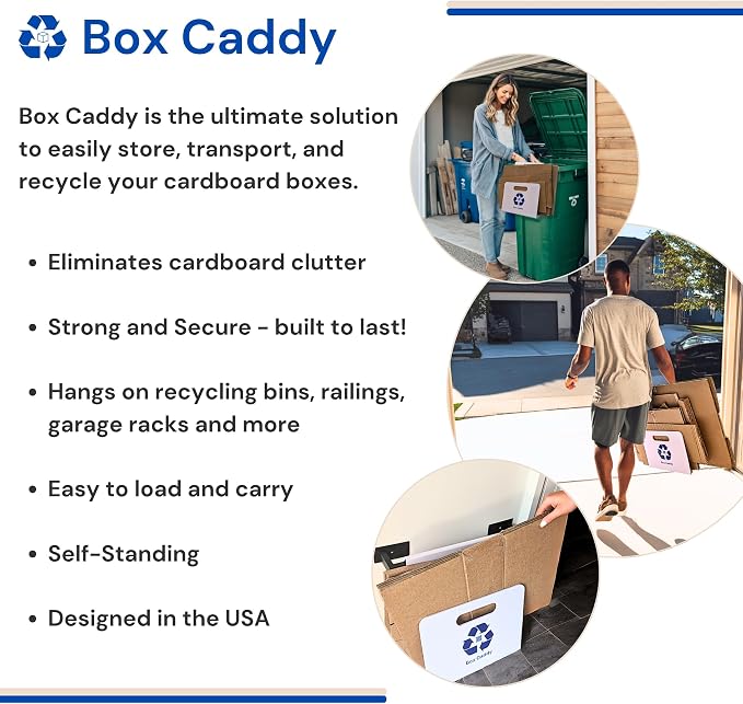 Box Caddy Cardboard Recycling Organizer. Store & Carry boxes. (White) | Eliminates Cardboard Clutter. High Capacity, Durable, Indoor/Outdoor. Home and Business use.
