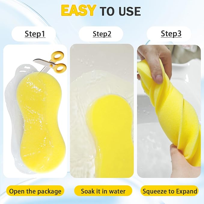 8-Pack Large Car Wash Sponge: Extra Thick Soft Foam Car Sponge for Washing | Big High-Density No Scratch Cleaning Sponge, Giant Bone Super Absorben Sponge for Auto Detailing, Vehicle Cleaning, Household