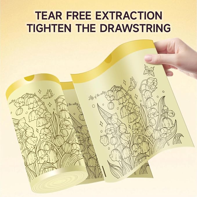 Lily of the Valley Scented Small Garbage Bags,Trash Bags 4 gallon Drawstring For Bathroom,Office,Bedroom,Car,Suitable for 2-4 gallon trash can,colorful Print,yellow,50 Counts