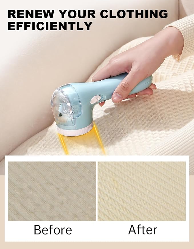 Lint Remover, Bojia Electric Clothes Fabric Shaver, Fuzz Pill Bobble Remover for Sweater, Couch, Blanket, Curtain, Socks, Legging, Wool, Cashmere, Battery Operated