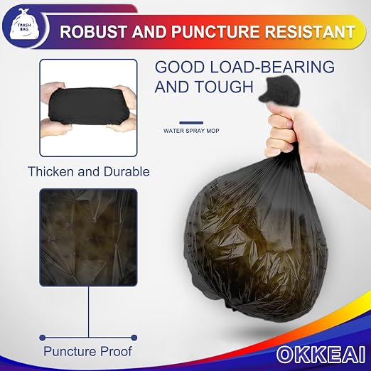 OKKEAI Small Garbage Bags 5L for Bathroom Bins, Mini Trash Bags | Waste Basket Liners Fit Small Waste, Ideal for Daily Household Disposal