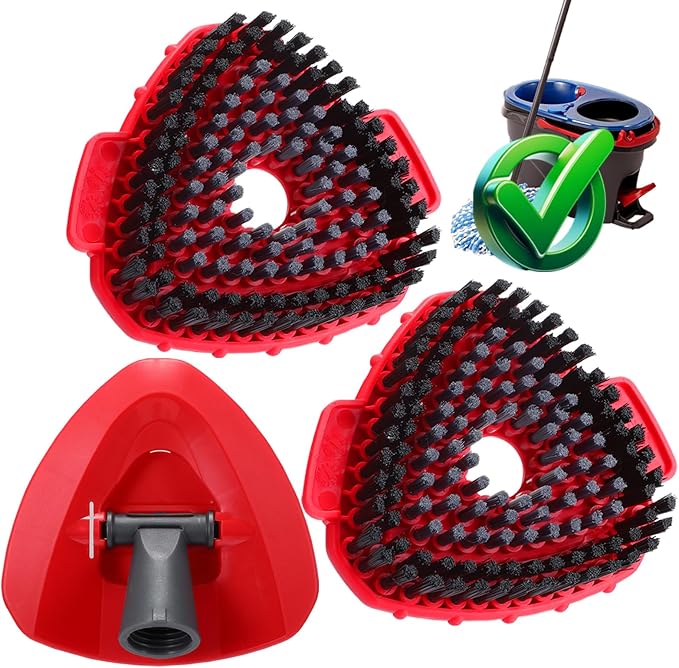 Mop Scrub Brush Replacement Head for Ocedar RinseClean 2 Tank System, 2 Shower Floor Scrubber Hard Bristle Cleaning Brush, 1 Spin Base for O Cedar RinseClean Spin Mop