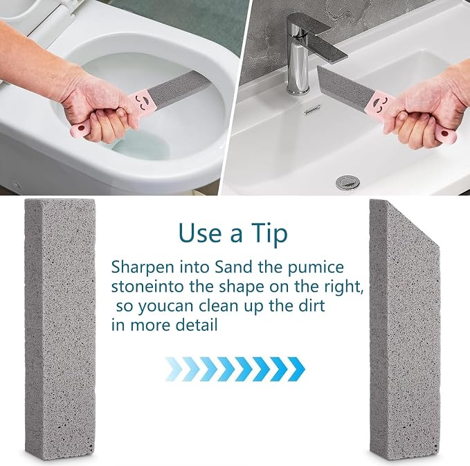 10-Pack of Pumice Cleaning Sticks with 2 Universal Handles and 1 Dustpan Brush Cleaning Brush. Gray Pumice Cleaner, Suitable for Cleaning Toilets, bathrooms, Kitchens, spas and Swimming Pools
