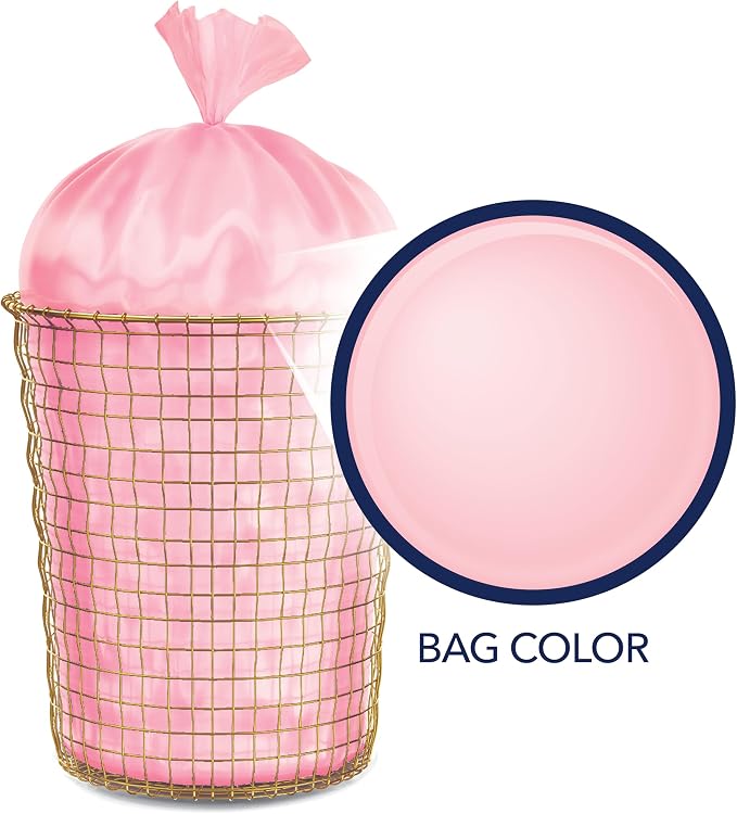 Color Scents 8 Gallon Trash Bags Twist Tie 45 Count Pink Honeysuckle
