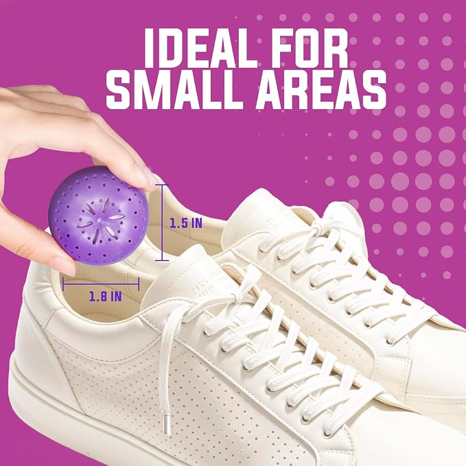 4 Pack Baking Soda Deodorizers, Lavender Scent Shoe Deodorizer Balls | Air Freshener for Home, Odor Eliminator for Closets Bathroom Pets, Up to 80 Days