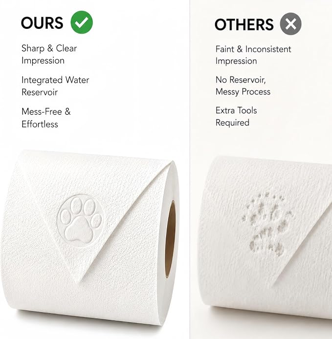 Toilet Paper Stamp Seal Press, Dog Paw Embosser with Water Reservoir | Dog Paw stamp, 1.18 in toilet tissue embosser for pet-friendly stays, staging, housekeeping