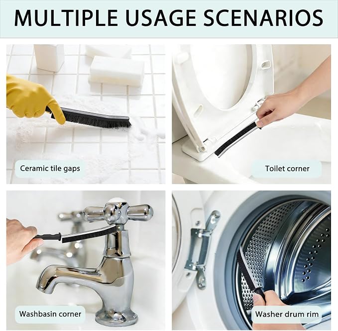 Crevice Cleaning Brush Set, Hard Bristle Gap Scrubber Tools for Bathroom Grout, Window Tracks & Shower Doors, Deep Cleaning Home Essentials & Practical Housewarming Gifts 12-Pack