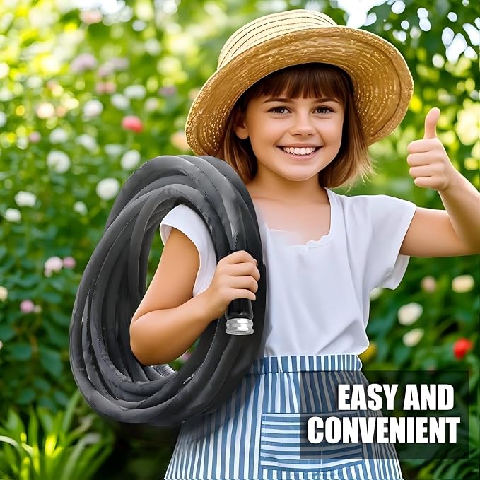 Relxitl Garden Hose 100feet, Water Hose with 10 Function Hose Nozzle, NON-Expandable Hose, Tough & Flexible, Lightweight, Crush Resistant Fittings, Kink & Tangle Free, Rust Proof for Watering