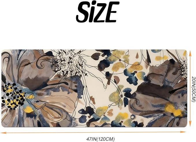 ANNA QUEEN Vintage Watercolor Floral Laundry Room Rug Runner 20x47 Inch -Waterproof Non-Slip Floor Mat for Front Load Washer Dryer,Elegant French Country Decor,Machine Washable