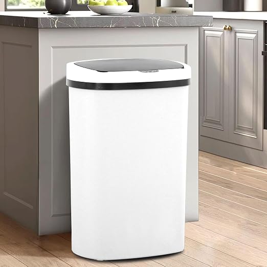 13 Gallon/50 L Kitchen Trash Can with Lid, Garbage Can with Touch-Free Lid, Cute Trash Can Automatic Trash Can Bathroom Trash Can with Lid, Motion Sensor Trash Can Waterproof Trash Bin