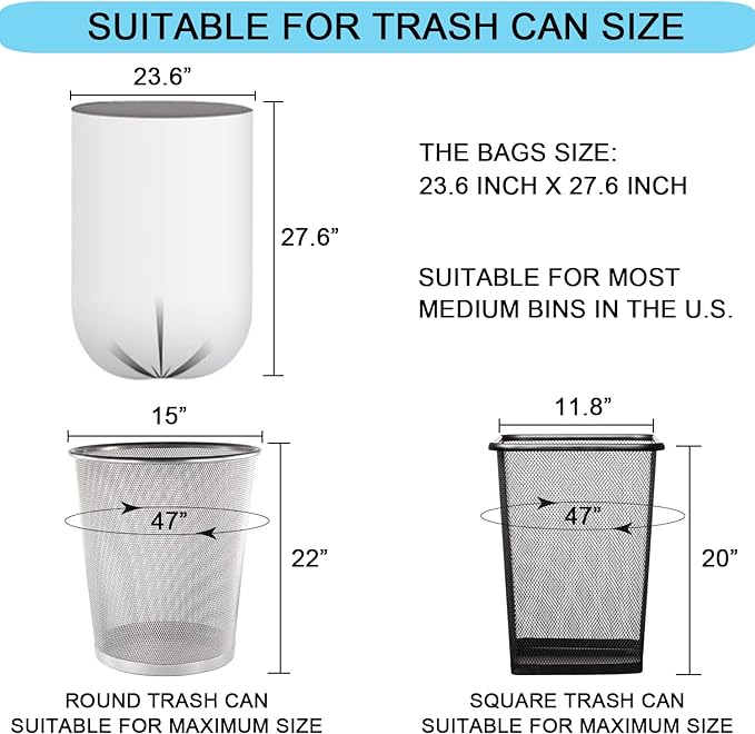 10 Gallon Trash Bags - Ultra Strong Clear Garbage Bags, 75 Count | 22 Micron Trash Can Liners for Office Kitchen