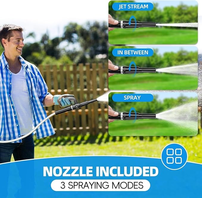 SPECILITE 100ft 304 Stainless Steel Metal Garden Hose with Independent Grip | Adjustable Brass Nozzle, 3/4" Solid Brass Connectors, Flexible, Puncture Resistant, Non-Expandable for Yard Outdoor Lawn