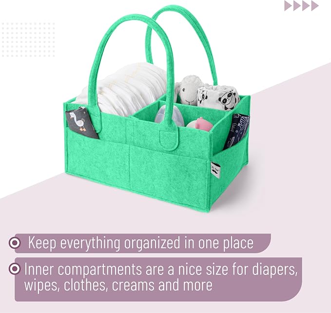 Mr. Pen- Baby Diaper Caddy Organizer, Green | Nursery Storage Bin and Car Organizer for Diapers and Baby Wipes