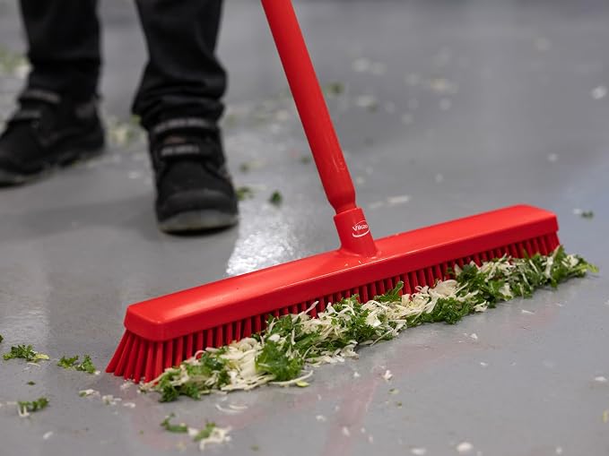 Vikan 31952 24" Heavy-Duty Push Broom, Soft/Stiff, Green