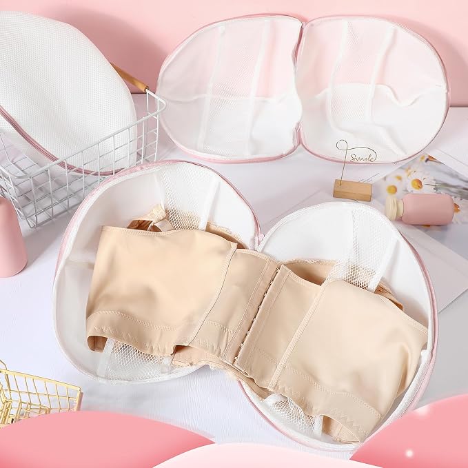 Shappy 6 Pcs Bra Washing Bag for Laundry Storage Women 11.81 Inch Pink | Mesh Wash Lingerie, Zipper Design, Guard Bras Deforming Tearing, Reduce Colors Bleeding, Packing Trip, Comfortable Portable