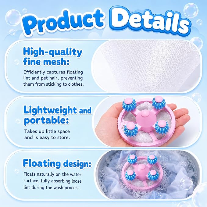 3Pack Washing Machine Hair Filter Mesh Bags,Washing Machine Conical Lint Collectors,Floating Filter,Reusable Washing Machine Hair Collectors for Cat and Dog Hair (3)