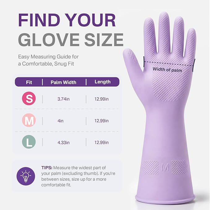 Cleaning Rubber Gloves, Waterproof Non-Slip Long Cuff Dishwashing Household Kitchen Gloves