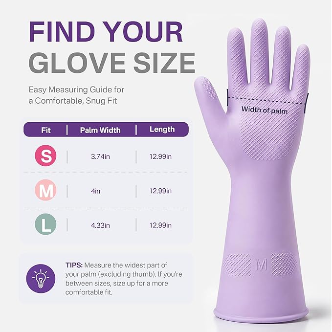 Cleaning Rubber Gloves, Waterproof Non-Slip Long Cuff Dishwashing Household Kitchen Gloves