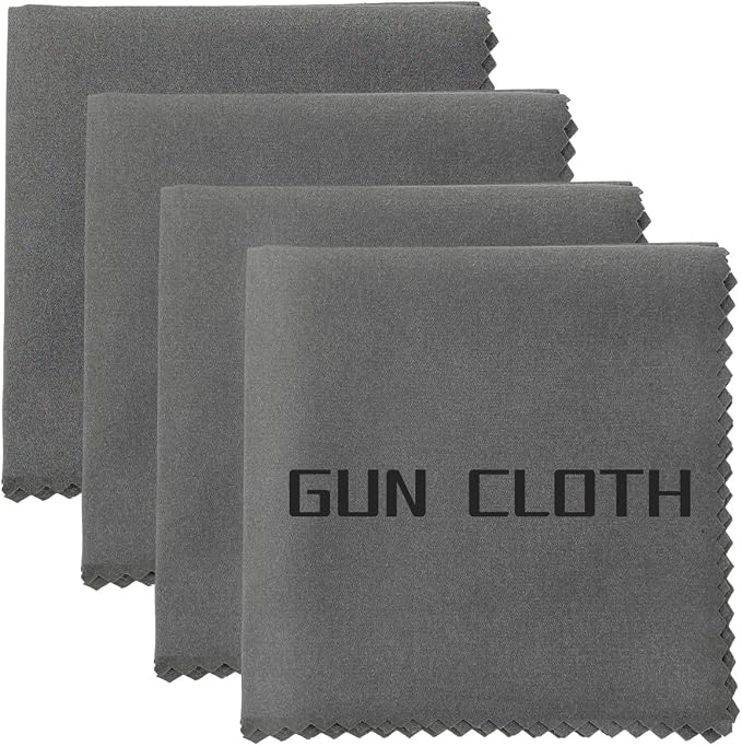 4 Pack Microfiber Gun Cleaning Cloth, 12"x12" Lint Free Gun Cleaning Rags, Reusable Microsuede Cleaning/Polishing Wipes Towels for Firearms, Knives and Scopes (Gray)