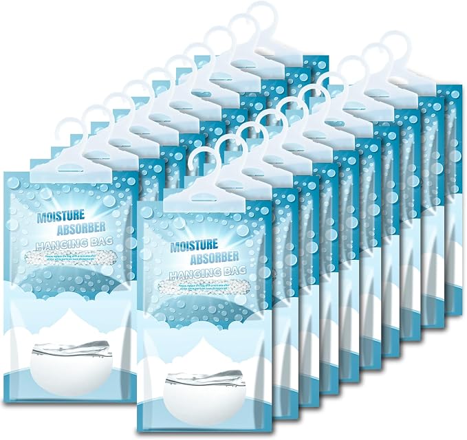 20 Pack Hanging Closet Dehumidifier Bags Moisture Absorbers for Cars | Fragrance Free Leakproof Moisture Absorbing Bags for Closet, Bathroom Basement RV, Eliminates Odors for Fresher, Cleaner Air
