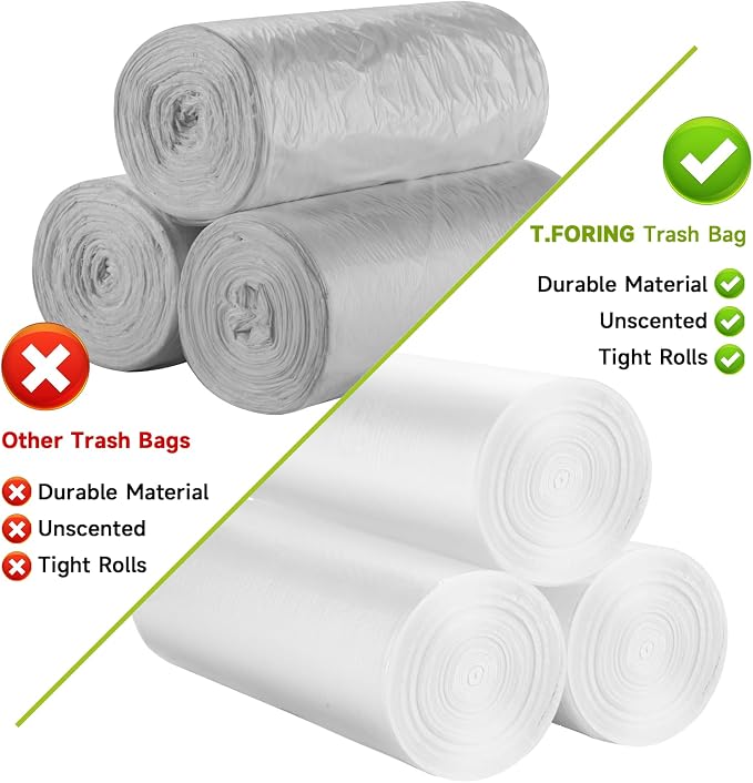 2.6 Gallon Mini Clear Trash Bag - Small Garbage Bags For Bathroom Can 105 Count 10 Liter Plastic Unscented Tiny Waste Basket Little Liners Kitchen Office Car Strong Thick Bulk Inwaysin