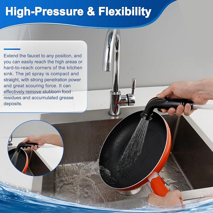 Universal Kitchen Sink Faucet Sprayer with Quick Adapter, Oil-Rubbed Bronze | NSF/ANSI/CAN 372 Certified, Kitchen Sprayer Replacement Hose/Holder Compatible with Moen/Delta Faucet, Pull-Out Spray Nozzle